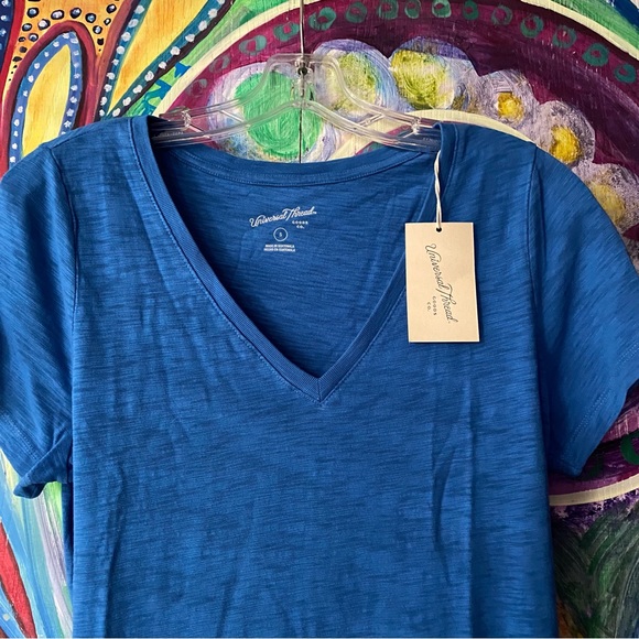 Woman’s Beautiful Blue V Neck Short Sleeve Long Tee Shirt Dress NWT - Picture 8 of 13